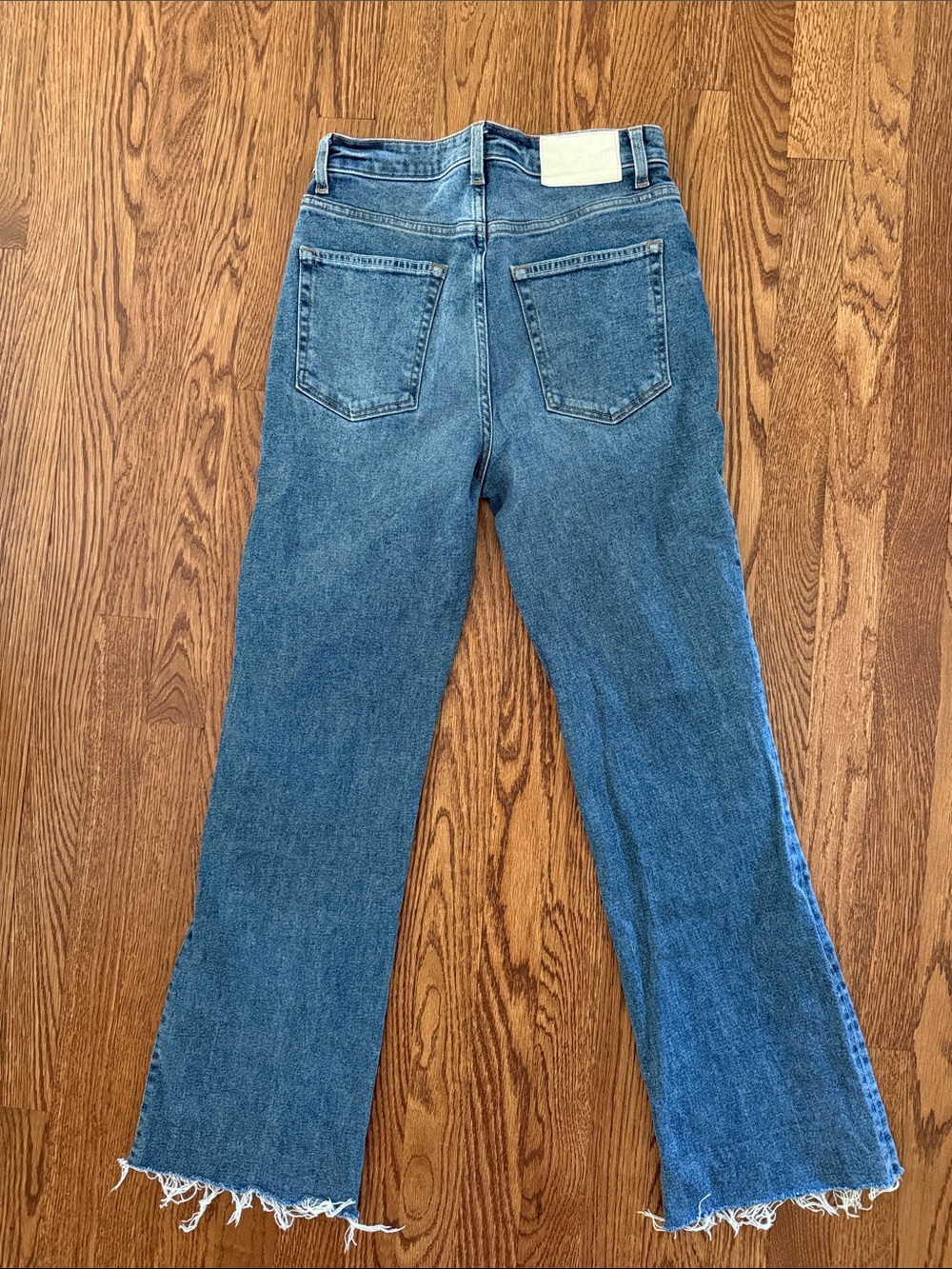 GRLFRND Melanie High Rise Boot Cut Blue Denim Jeans Raw Hem Casual Classic 26 - Picture 8 of 8
